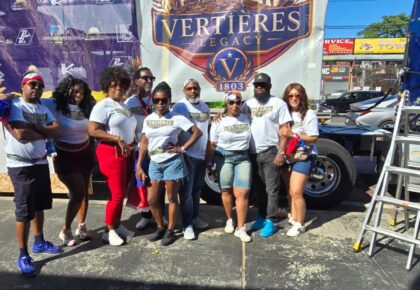 The Vertières Legacy team on Eastern Parkway during the 2026 West Indian American Day Carnival in Brooklyn, New York.